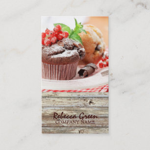 barn wood rustic bakery chocolate cupcake business card