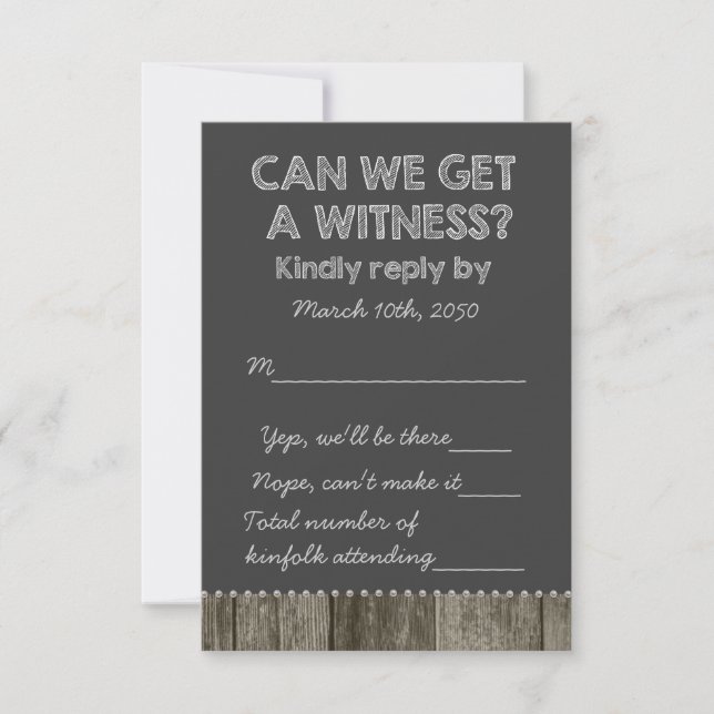 Barn Wood Rustic Chalkboard Country Wedding RSVP (Front)