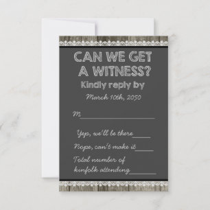 Barn Wood Rustic Chalkboard Country Wedding RSVP Card