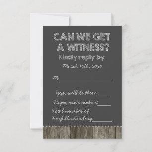 Barn Wood Rustic Chalkboard Country Wedding RSVP Card