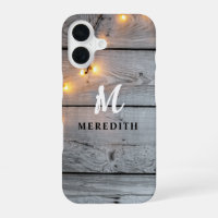 Barn Wood Rustic Elegance String Lights Monogram