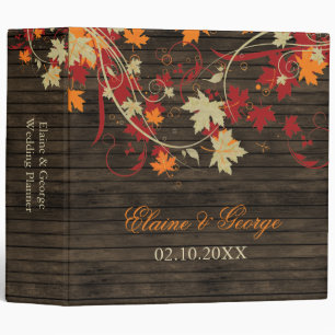 Barn Wood Rustic Fall Leaves Wedding Binder