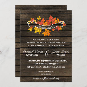Barn wood Rustic Mariage de automne invitations