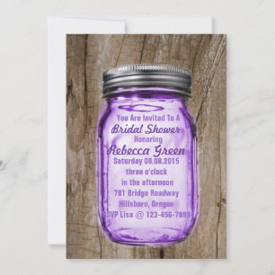 Barn Wood Rustic Mason Jar  Country Bridal Shower Invitation