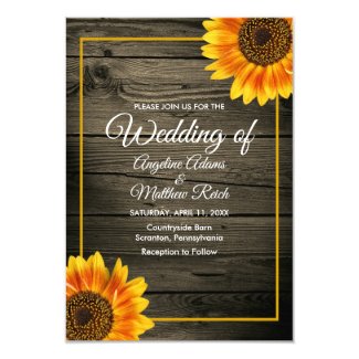 Barn Wood + Rustic Sunflower Wedding Card