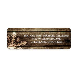 Barn Wood Snowflakes Rustic Winter Wedding Labels