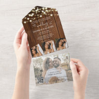 Barn Wood String Lights 4 Photo QR Code Wedding