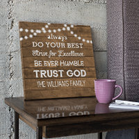 Barn Wood String Lights Personalized Family Motto