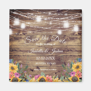 Barn Wood   String of Lights  Save The Date Magnet
