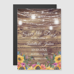 Barn Wood   String of Lights  Save The Date Magnetic Invitation