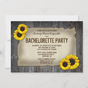 Barn Wood Sunflower Bachelorette Party Invitations