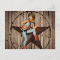 Barn Wood Texas Star western country Cowgirl