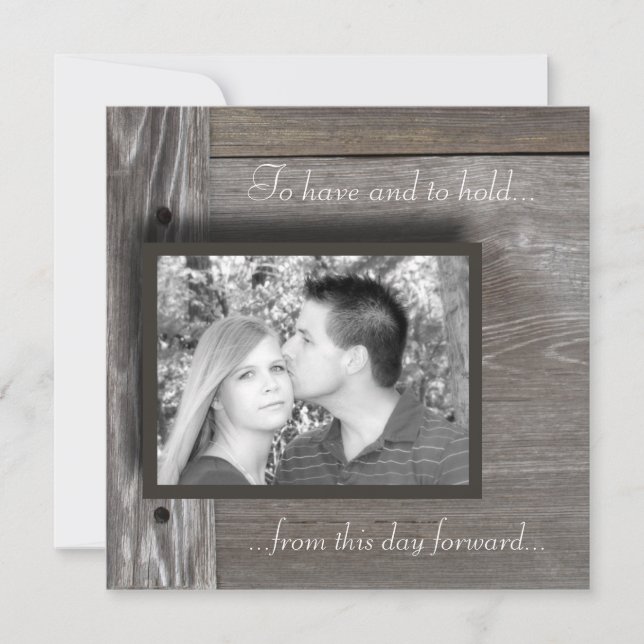 Barn wood wedding invitation (Front)