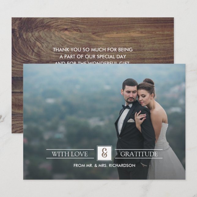 Barn Wood Wedding Thank You Photo Cards (Front/Back)