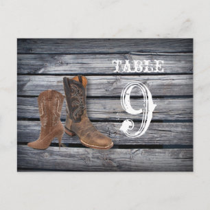 Barn Wood Western Cowboy wedding table numbers Postcard