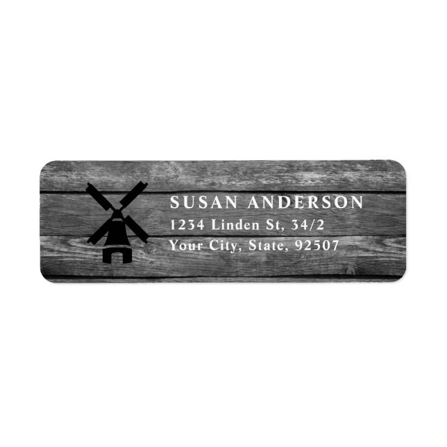 Barn Wood - Windmill Return Address Label (Front)