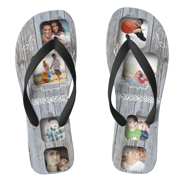 Barn Wood Your Personalized Photo Collage Flip Flops (Footbed)