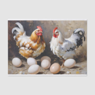Barn Yard Chickens and Eggs Decoupage Tissue Paper