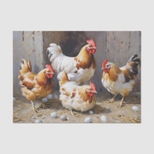 Barn Yard Chickens and Eggs Decoupage Tissue Paper