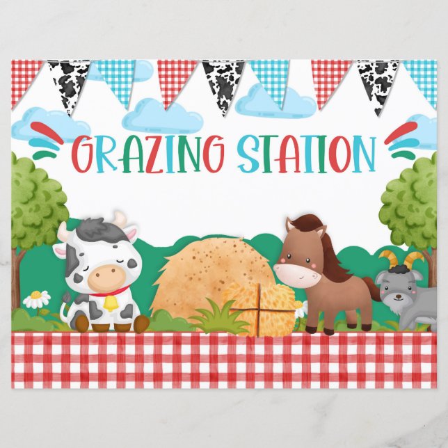 Barn Yard Grazing Station Food Dessert Table Sign (Front)