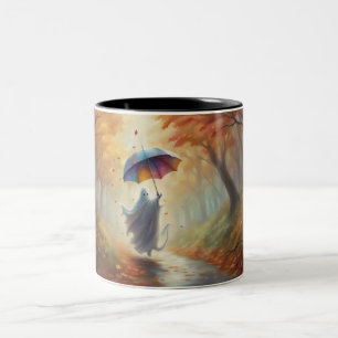 Barnaby Ghost and his magic umbrella Two-Tone Coffee Mug