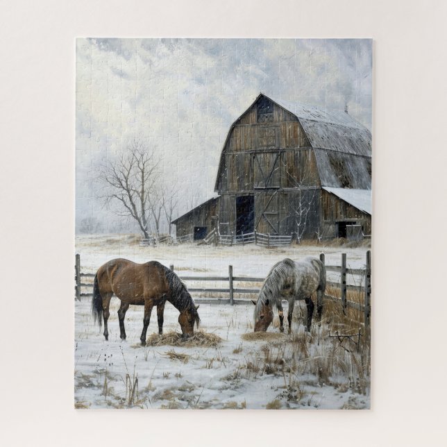 Barne et Chevaux Jigsaw Puzzle (Vertical)
