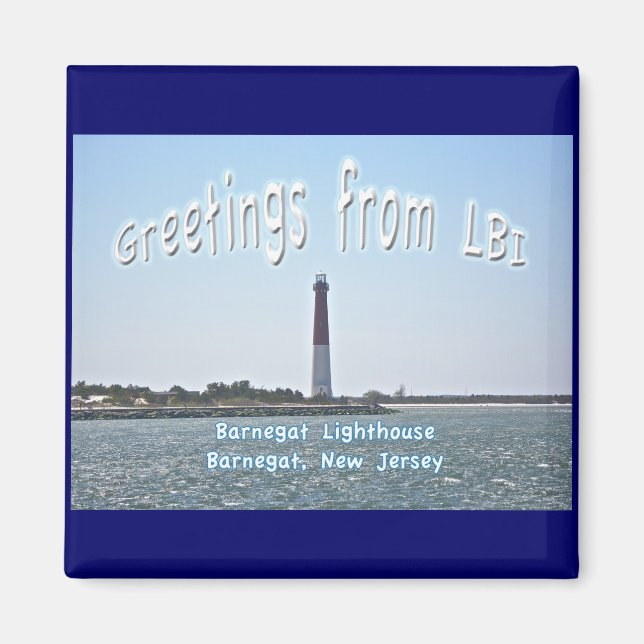 Barnegat Lighthouse LBI Greetings Magnet (Front)