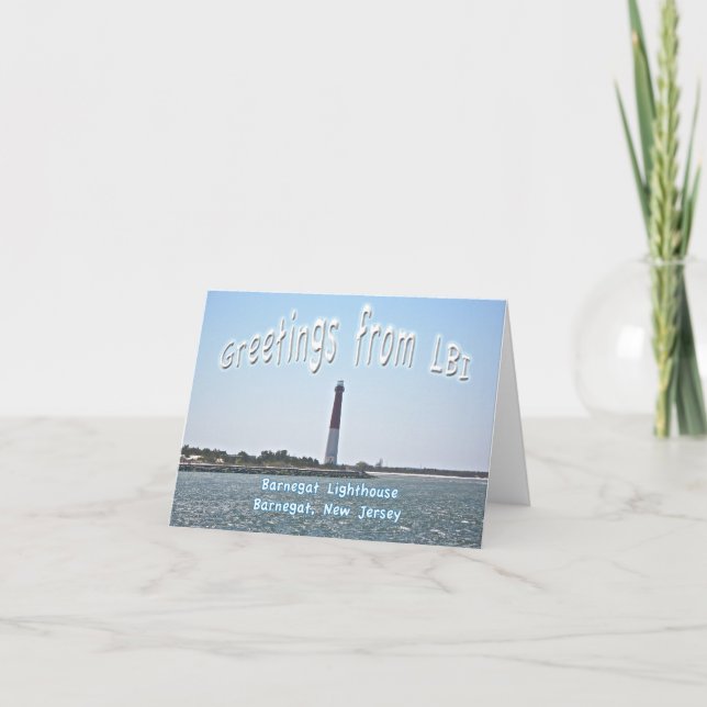 Barnegat Lighthouse LBI Greetings Note Card (Front)