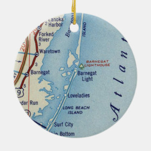 Barnegat Lighthouse Vintage Map Ceramic Ornament