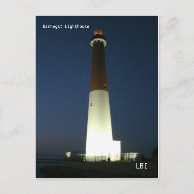 Barnegate Lighthouse at Night Postcard (Front)