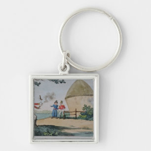 Barney fighting a duel keychain