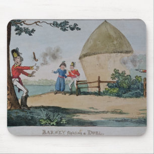 Barney fighting a duel mouse pad