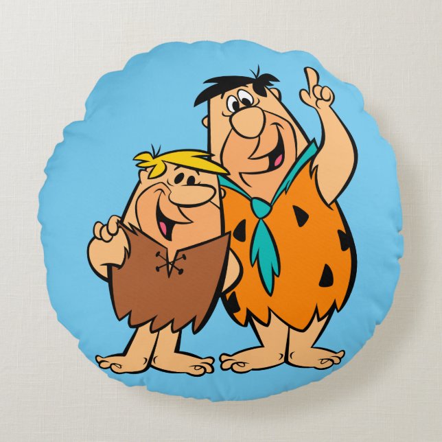 Barney Rubble and Fred Flintstone Round Pillow (Front)