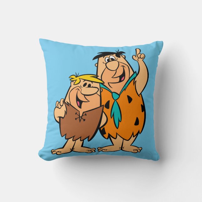 Barney Rubble and Fred Flintstone Throw Pillow (Front)