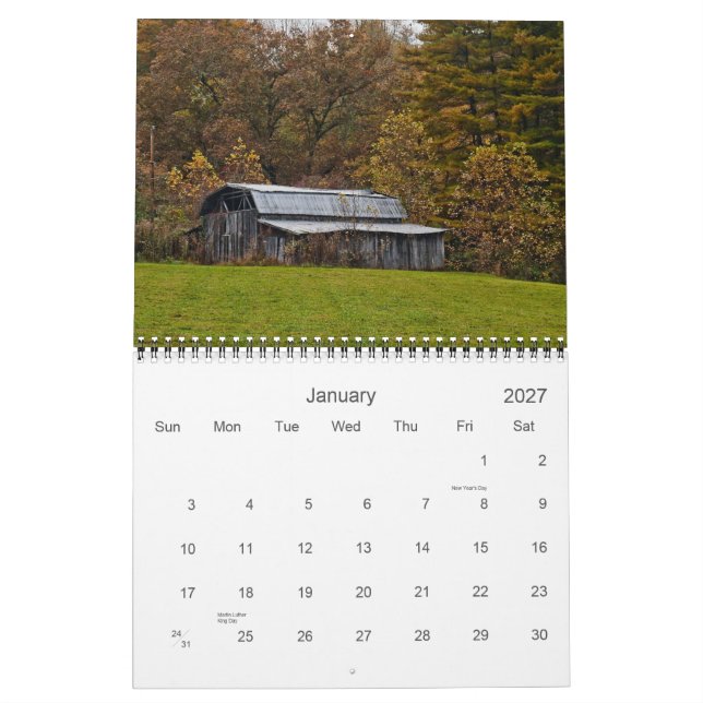 Barns and Old Buildings in Transylvania County Calendar (Jan 2027)