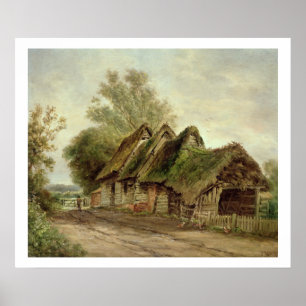 Barns at Flatford (oil on canvas) Poster