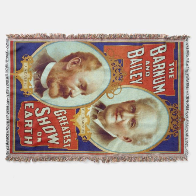 Barnum and Bailey Circus Vintage Poster Throw Blanket (Front)