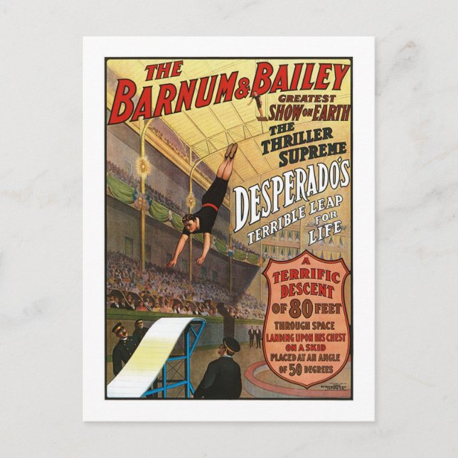 Barnum and Bailey Desperado's Leap for Life Postcard (Front)