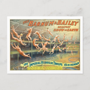 Barnum & Bailey Acrobats Vintage Circus Poster Postcard