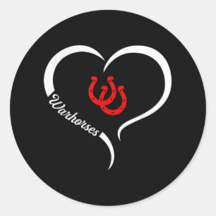 Barnwell Warhorses Logo Half Heart Slogan Hs Classic Round Sticker