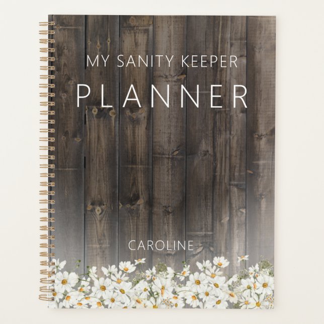 Barnwood and Daisies Rustic Planner (Front)
