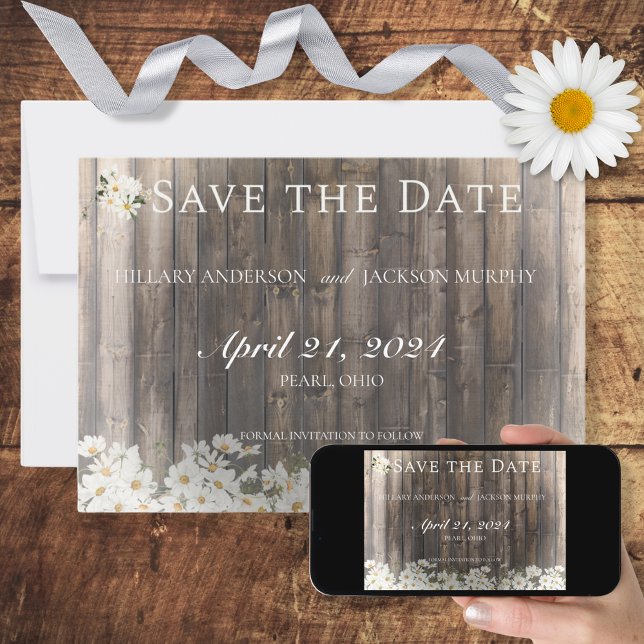Barnwood and Daisies Wedding Save The Date (Creator Uploaded)