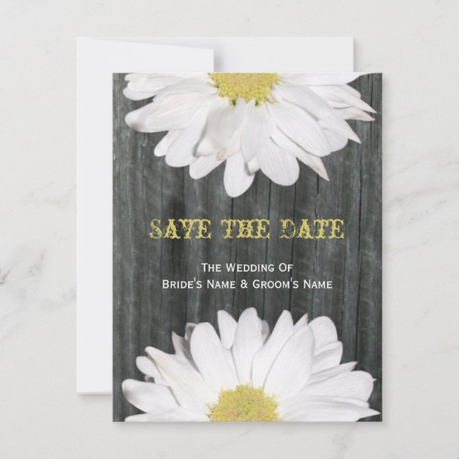 Barnwood and Daisy Wedding Save The Date (Front)