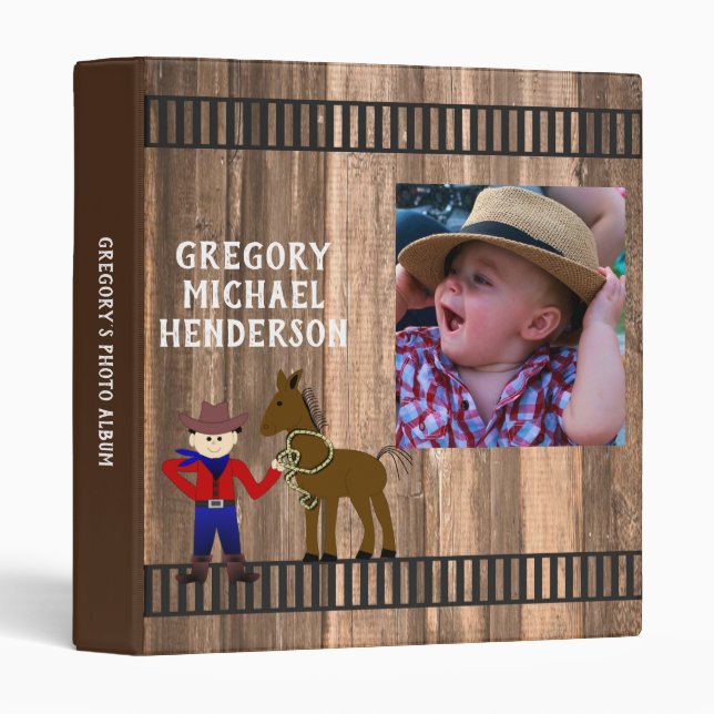 Barnwood And Horse Boy Custom Photo Album Binder (Front/Spine)