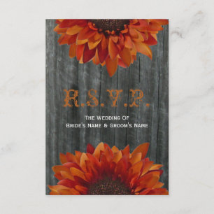 Barnwood and Sunflower Fall Wedding Small RSVP