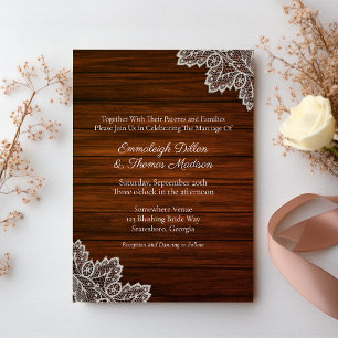 Barnwood and Vintage Lace Wedding Invitation