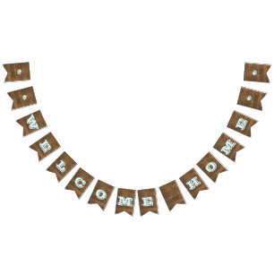 Barnwood Aqua Customizable Welcome Home Banner