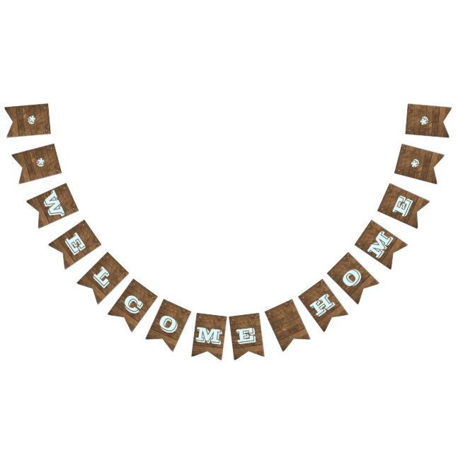 Barnwood Aqua Customizable Welcome Home Banner (All)