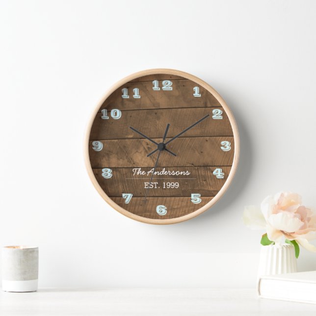 Barnwood Aqua Personalized Clock (Home)