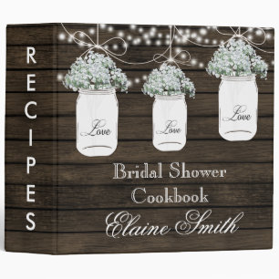 barnwood Babys Breath in Mason Jar Recipe Folder Binder